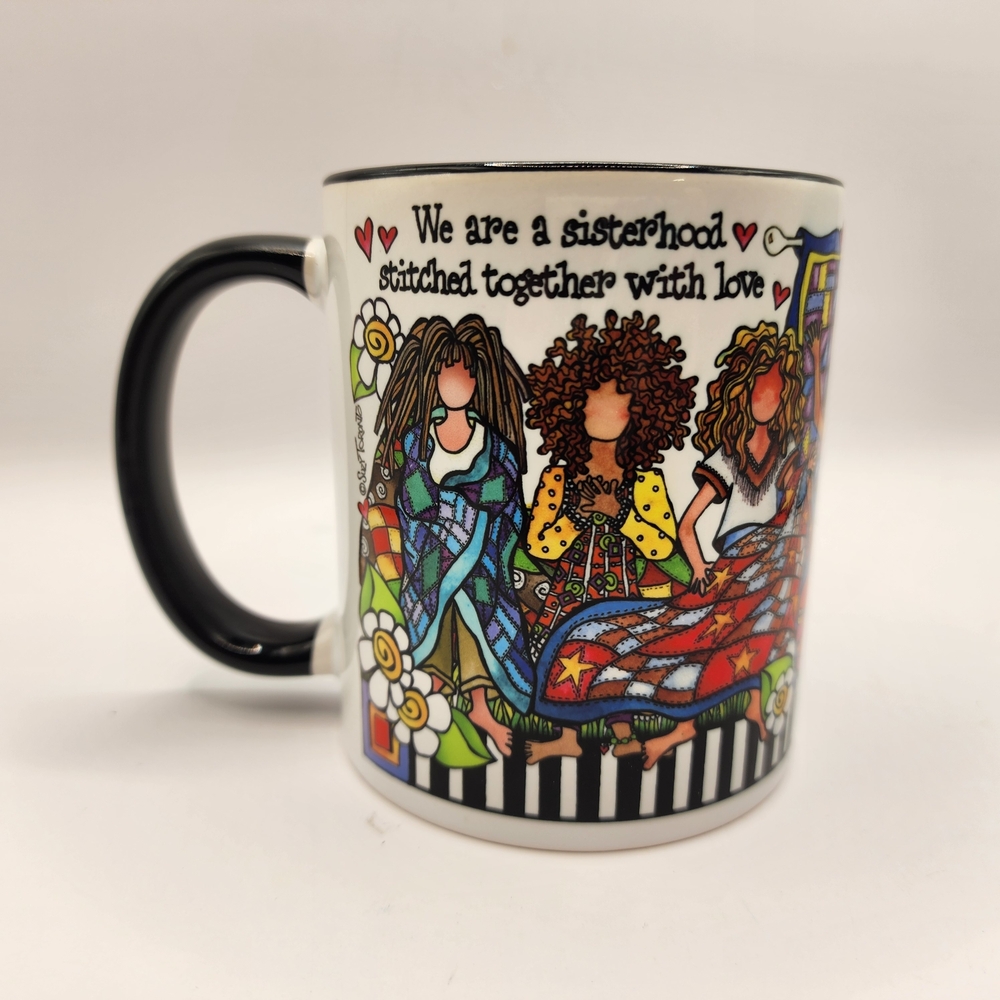 Suzy Toronto Quilted Sisterhood Stitched Together With Love Coffee Mug 11oz RARE - Picture 2 of 7